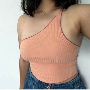 Silence + Noise - One Shoulder Ribbed Crop Top